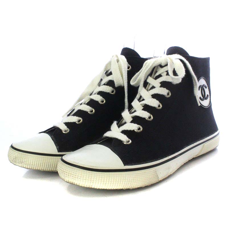 シャネル CHANEL 95A スニーカー ハイカット ココマーク キャンバス 39 