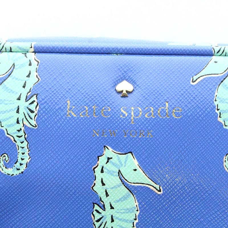 ケイトスペード KATE SPADE ポーチ タツノオトシゴ柄 青 ブルー /AK17 