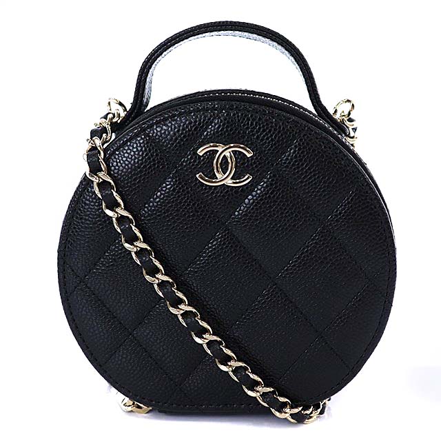 シャネル CHANEL マトラッセ キャビアスキン ラウンドチェーン 