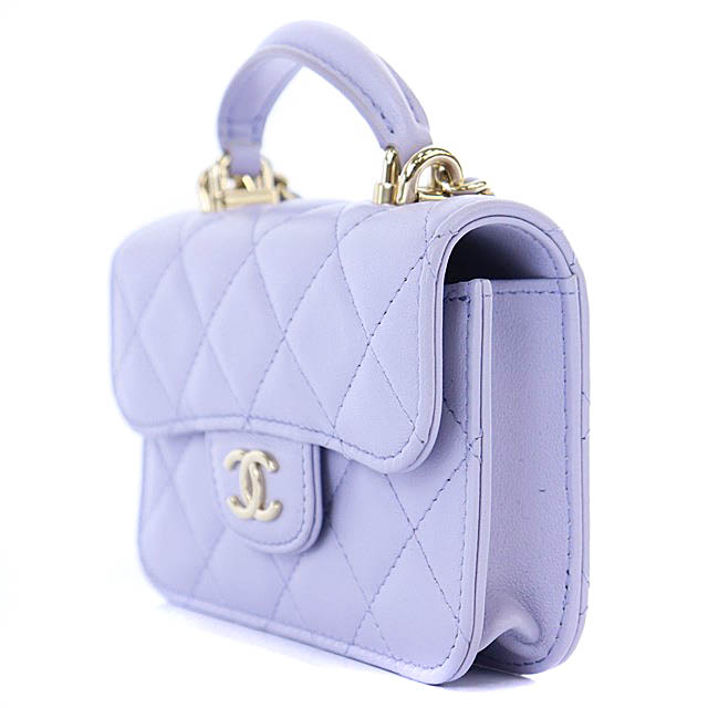 【希少】 シャネル チェーンショルダーバッグ ホログラム パープル ココマーク CHANEL - CHANEL シャネル マトラッセ ココマーク チェーン