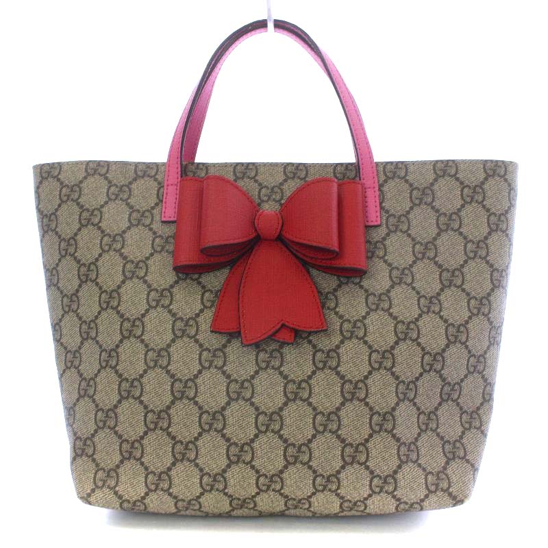 グッチ GUCCI GGスプリーム チルドレンズ キッズ ボウ リボン トート 