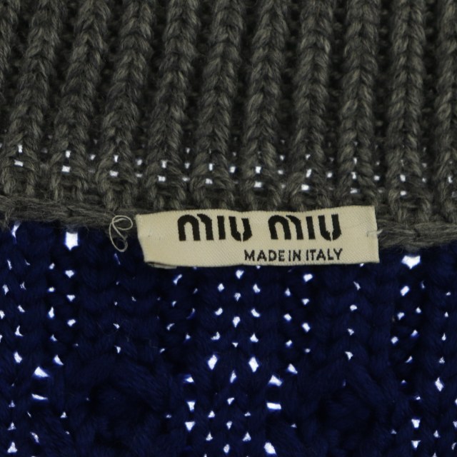 miu miu ブラック ケーブルニットカーディガン　38 miu miu ブラック ケーブルニットカーディガン 38 MIU MIU