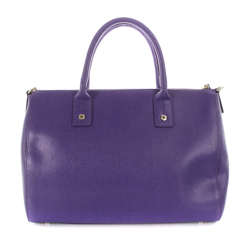 FURLA フルラ リンダ トートバッグ パープル 射 レザー サフィアーノ