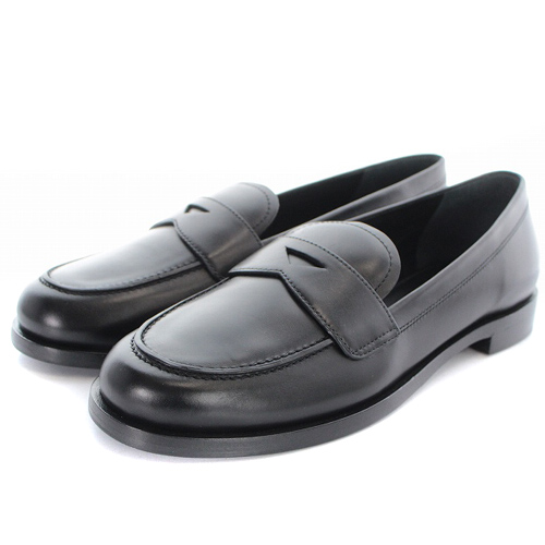 プラダ PRADA トライアングルホール レザー ローファー 37.5