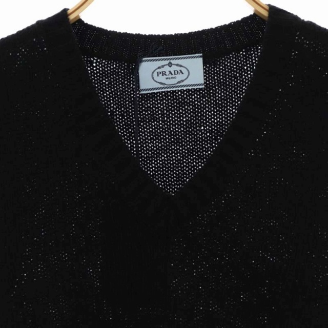 PRADA プラダ バージンウール カシミヤ ベスト 黒 Vネック ニット PRADA プラダ バージンウール カシミヤ ベスト 黒 Vネック ニット