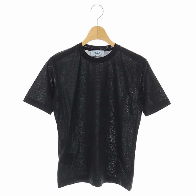 プラダ PRADA 22年製 カットソー Tシャツ 半袖 クルーネック XS 黒 