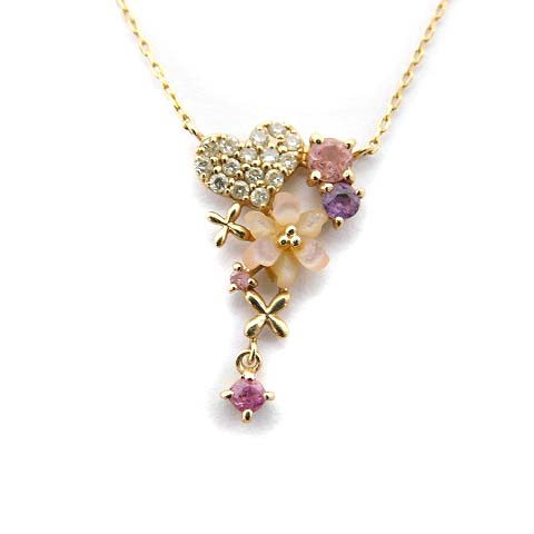 サマンサティアラ Samantha Tiara フラワー ハート ネックレス K18 