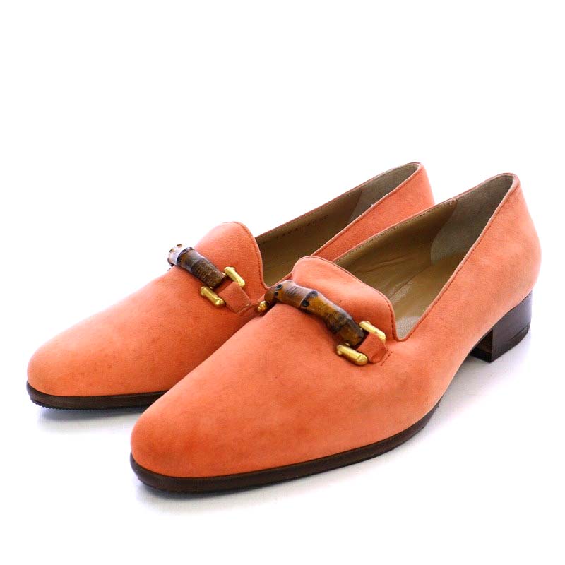 グッチ GUCCI バンブービット パンプス ローヒール スエード 36.5C 