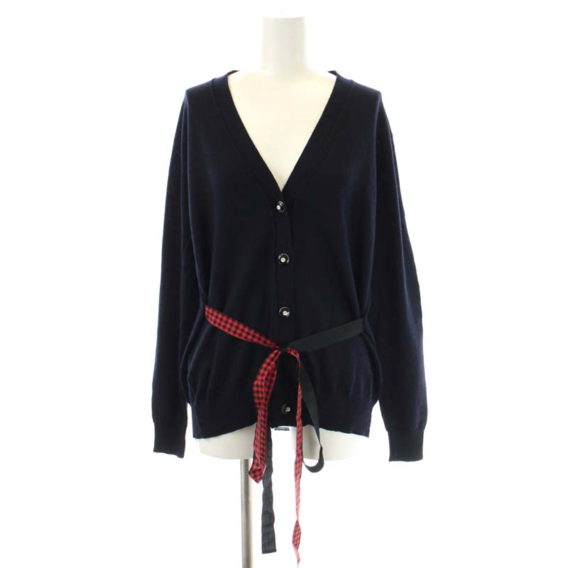 ミュウミュウ miumiu リボン付きカーディガン ニット 長袖 Vネック  