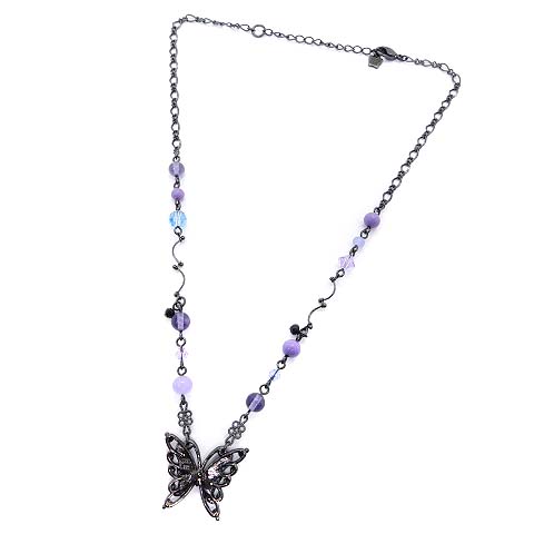 ANNA SUI ネックレス イヤリング 紫 黒 蝶々 大粒 | oib-france.com