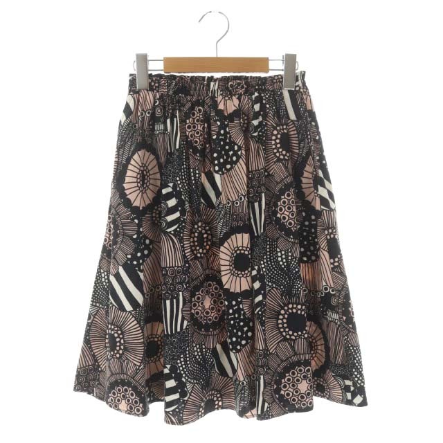マリメッコ marimekko 総柄フレアスカート 膝丈 ギャザー コットン XS  