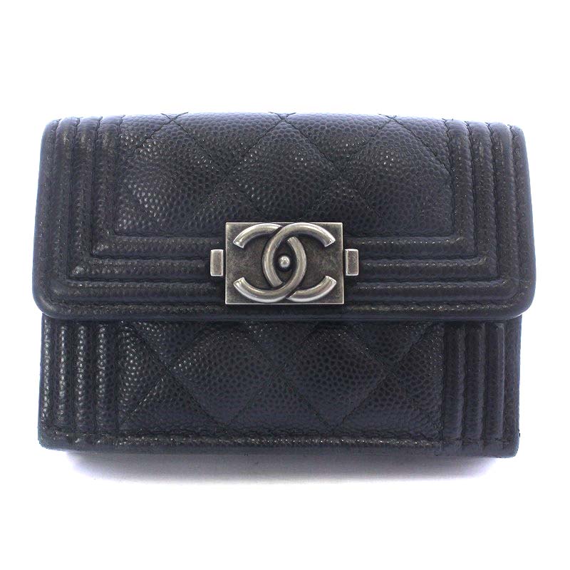シャネル CHANEL ボーイシャネル スモールウォレット キャビアスキン 