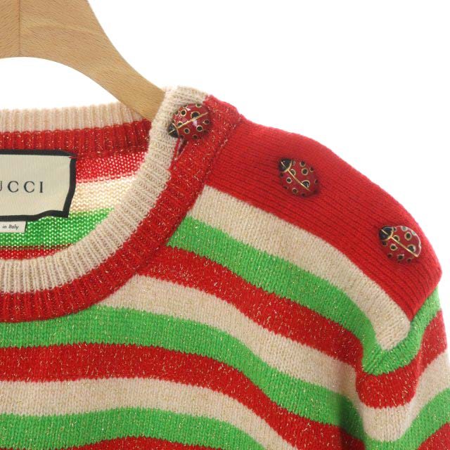 グッチ GUCCI 18AW バンビモチーフラメボーダーウール ニット セーター 