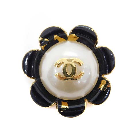 シャネル CHANEL 25 ココマーク フラワーブローチ 黒 ブラック 
