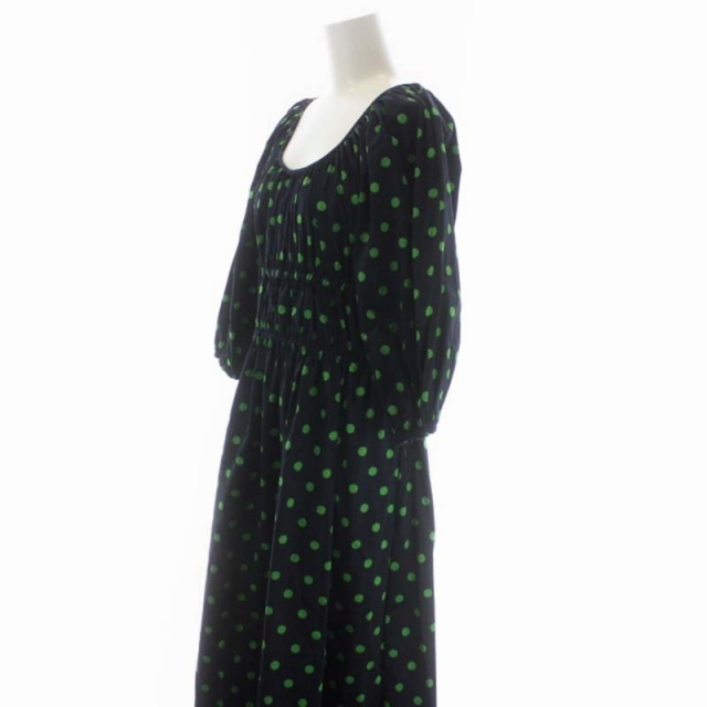ケイトスペード KATE SPADE ワンピース 七分袖 ロング ドット ラウンド  