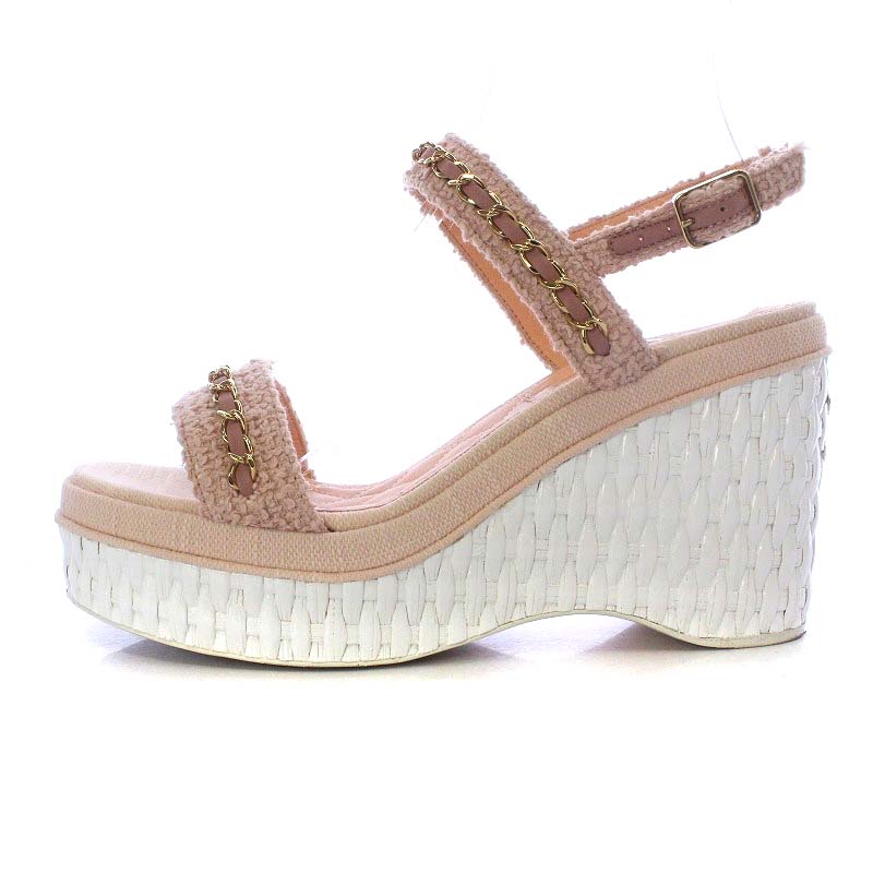 シャネル CHANEL サンダル ウエッジソール ココマーク ツイード  