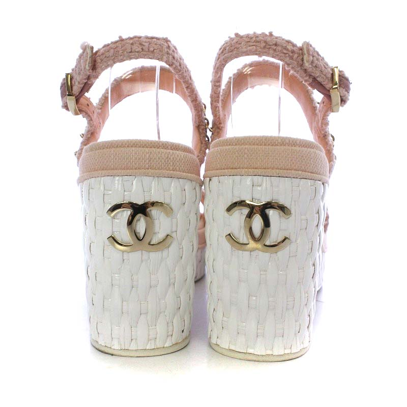 シャネル CHANEL サンダル ウエッジソール ココマーク ツイード  