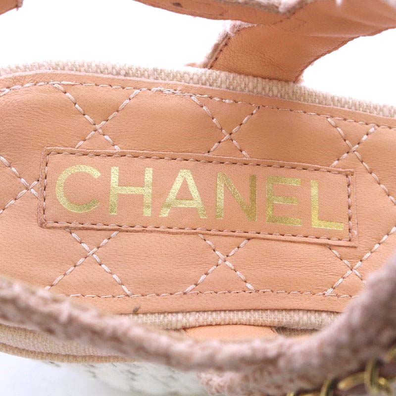 シャネル CHANEL サンダル ウエッジソール ココマーク ツイード  