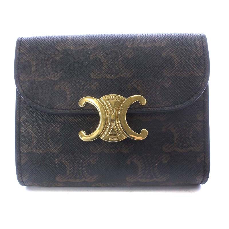 セリーヌ CELINE 財布 三つ折り ミニウォレット トリオンフキャンバス  