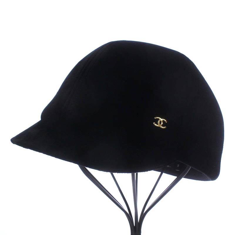 シャネル CHANEL 帽子 キャスケット ジョッキーキャップ ベロア ココ 