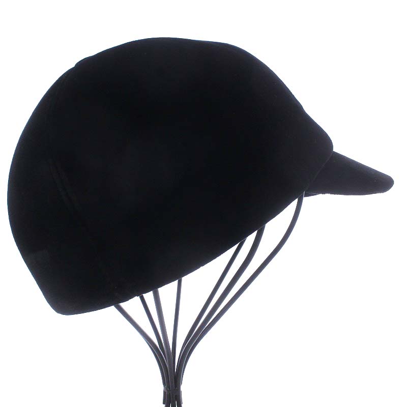 値下げ！CHANEL シャネル 黒 ベルベット 帽子 キャスケットゴールドロゴ シャネル CHANEL 帽子 キャスケット ジョッキーキャップ ベロア ココ