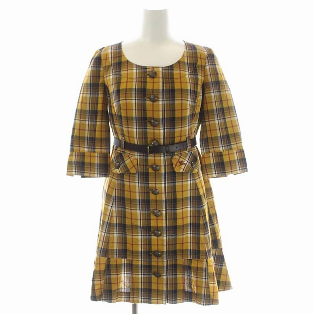 バーバリーブルーレーベル BURBERRY BLUE LABEL リネン混 チェック 七 