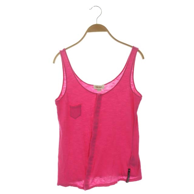 DIESEL ピンク ノースリーブ トップス Women's Overprinted jersey top with frayed hem | Pink | Diesel