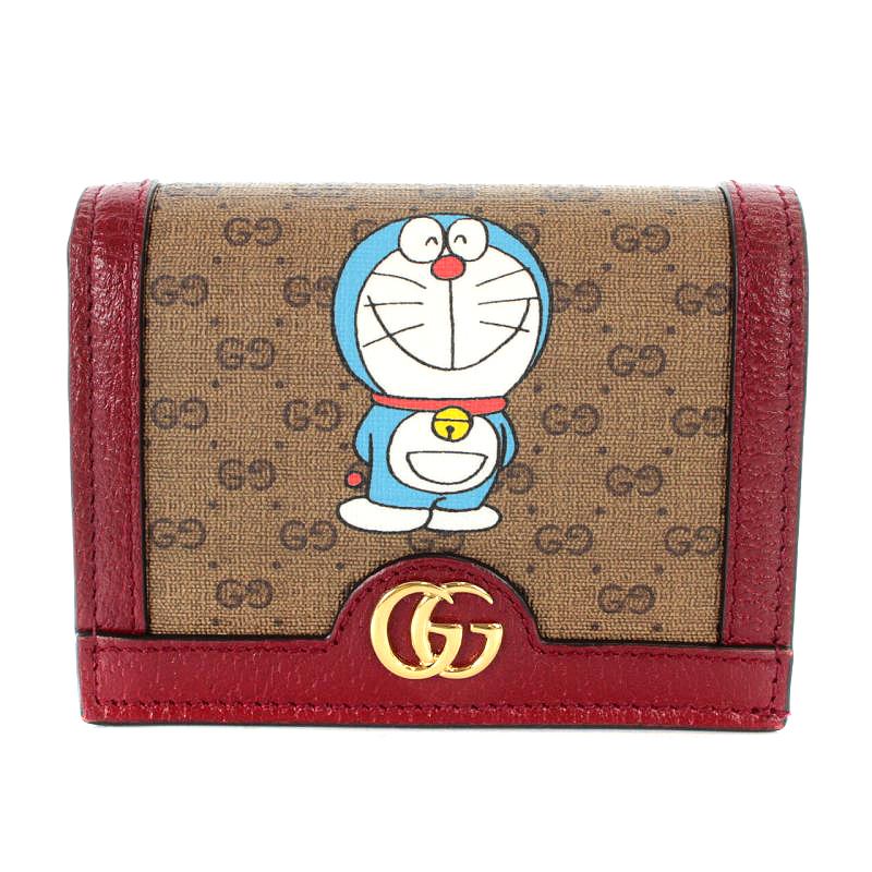 グッチ GUCCI ドラえもん 財布 二つ折り コンパクトウォレット レザー 
