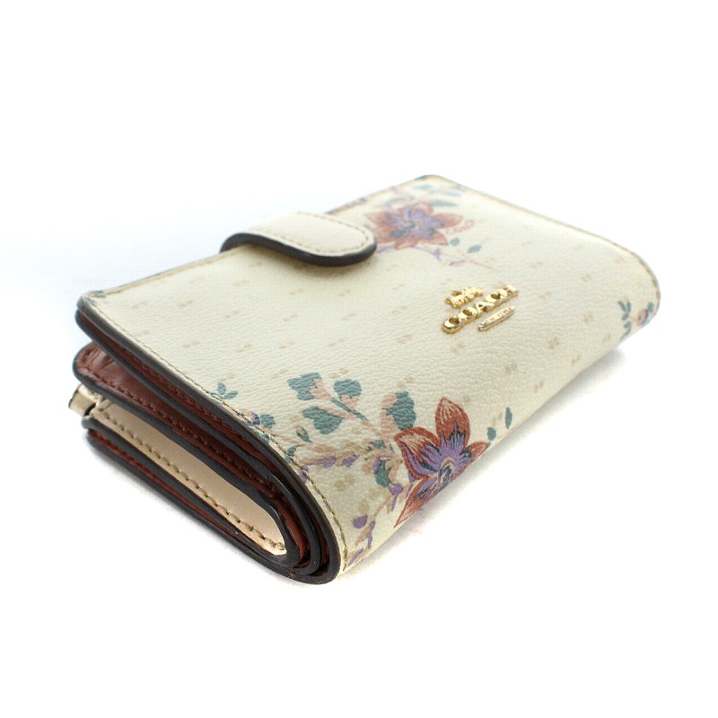 コーチ COACH 財布 二つ折り レザー 花柄 白 ホワイト F32148 /AK5