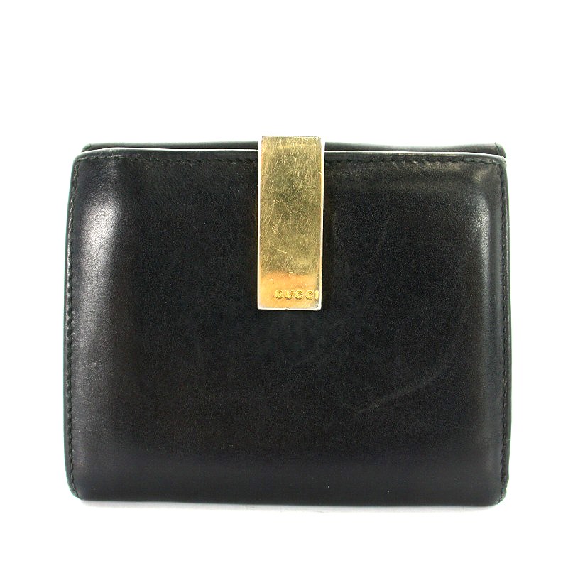 ５*Ａ様 GUCCI 二つ折り財布 ブラック GUCCI ブラックレザー 二つ折り財布 - メルカリ