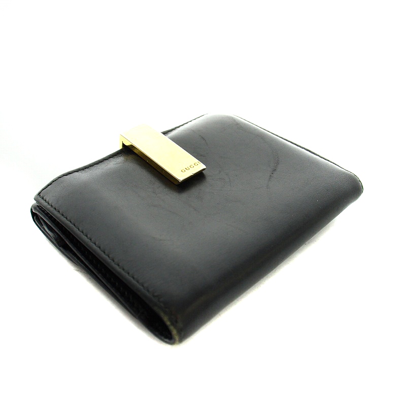 GUCCI グッチ オールドグッチ 二つ折り財布 レザー ブラック グッチ(GUCCI) オールドグッチ(OLD GUCCI) 中古 メンズ二つ折り