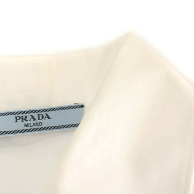 PRADA - プラダ トライアングルロゴポケット開襟シャツ 半袖 前開き コットン 36 白 プラダ PRADA トライアングルロゴポケット開襟シャツ 半袖 前