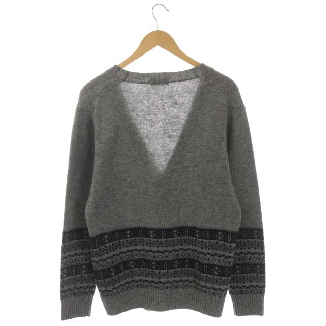 バーバリー ブラックレーベル ノルディック柄 Vネック ニット 薄手 雪柄 バーバリーブラックレーベル BURBERRY BLACK LABEL ウール