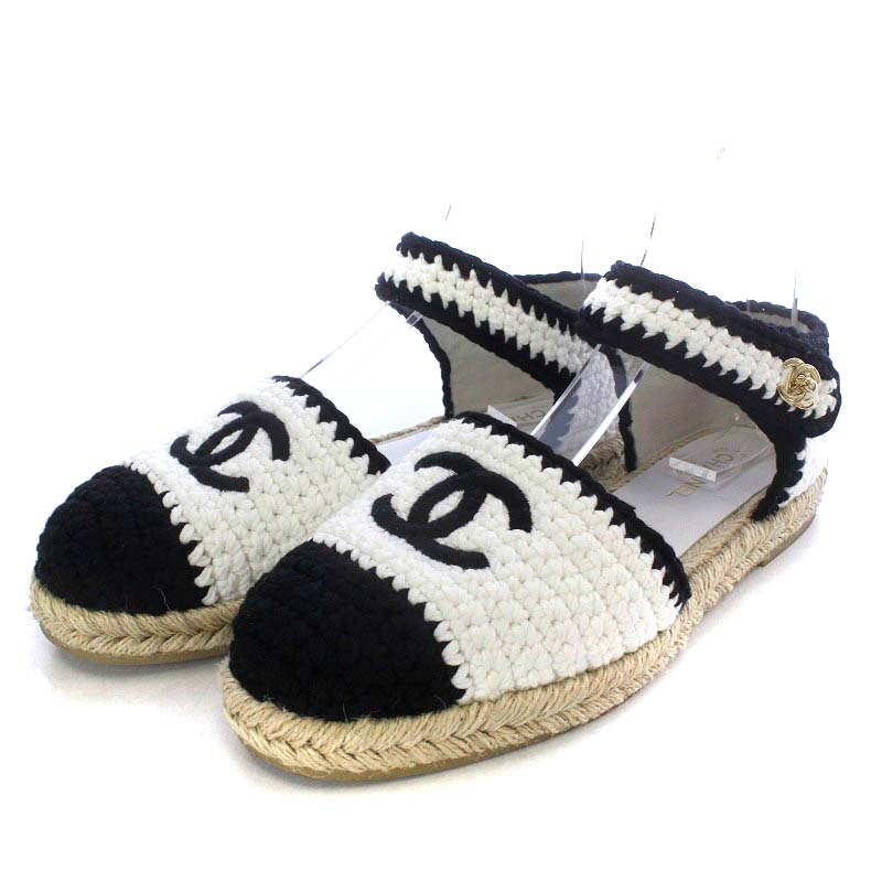 シャネル CHANEL 2022 Cruise CC フラット エスパドリーユ サンダル 