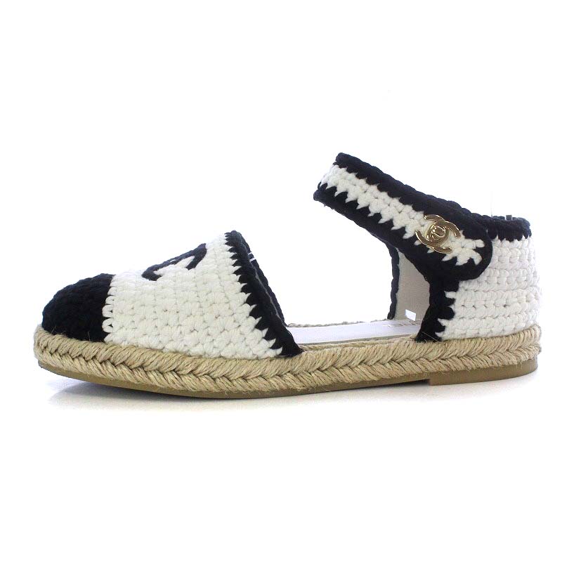 シャネル CHANEL 2022 Cruise CC フラット エスパドリーユ サンダル 