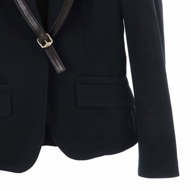 グッチ GUCCI レザーパイピングテーラードジャケット 総裏地 38 黒  