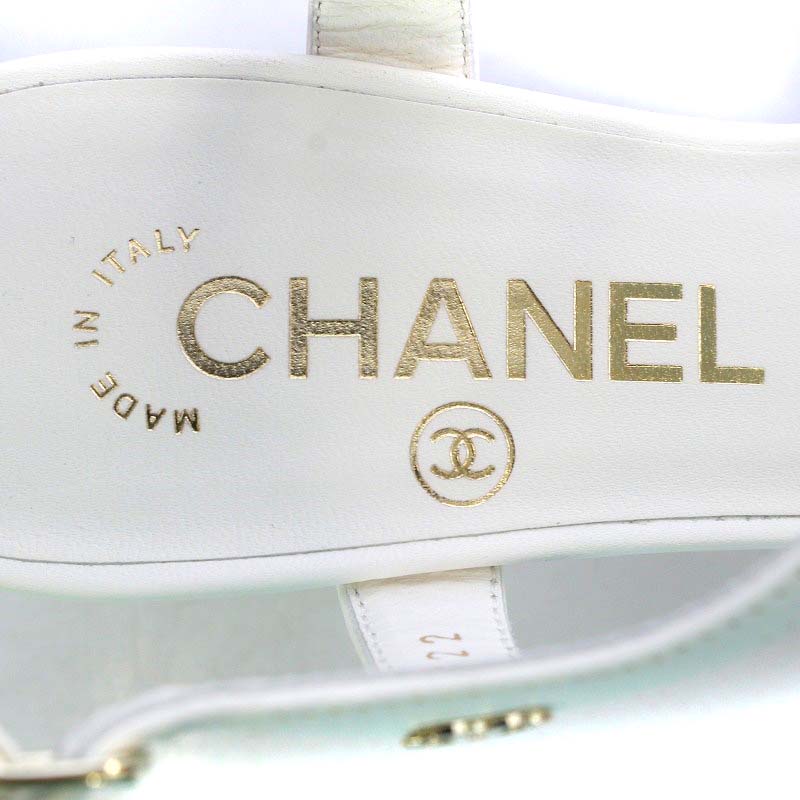 シャネル CHANEL 20S サンダル ハイヒール パール ココマーク T  
