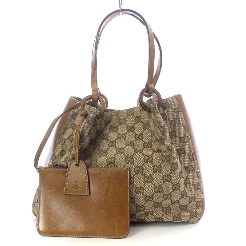 グッチ GUCCI トートバッグ ハンドバッグ GGキャンバス レザー ポーチ  