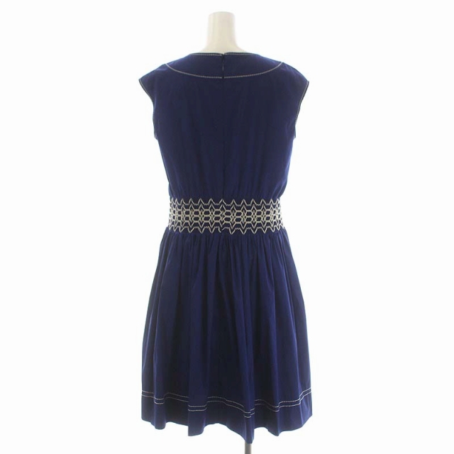 プラダ PRADA 刺繍 ステッチ ワンピース ノースリーブ ロング 42S 青