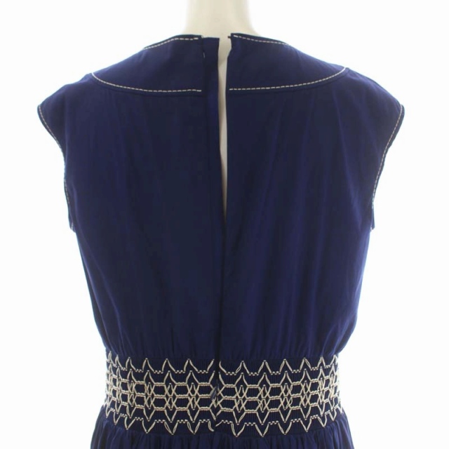 プラダ PRADA 刺繍 ステッチ ワンピース ノースリーブ ロング 42S 青