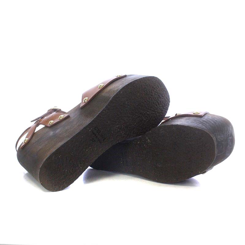セリーヌ CELINE Les Bois Leather Wedge Sandal レ ボワ レザー 