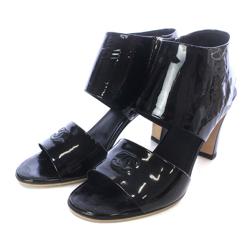 シャネル CHANEL サンダル ハイヒール ココマーク ワイドストラップ  