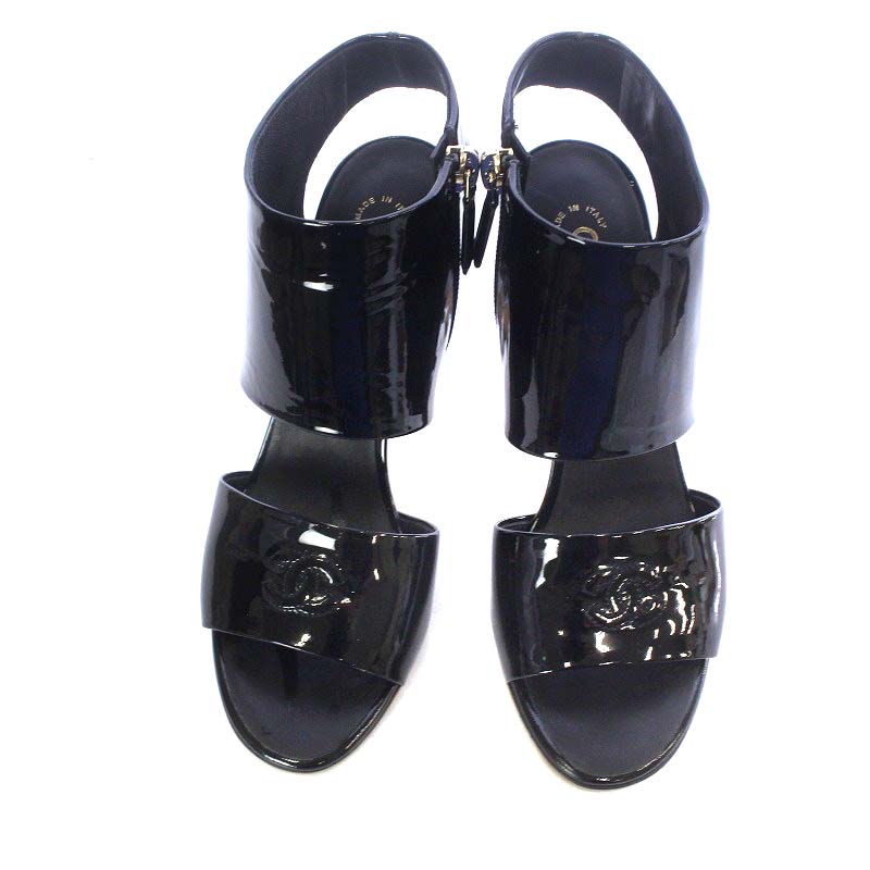 シャネル CHANEL サンダル ハイヒール ココマーク ワイドストラップ  