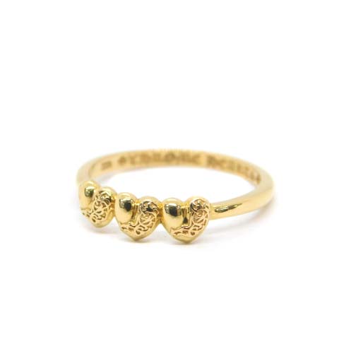 クロムハーツ CHROME HEARTS バブルガム 3ハートリング 指輪 14号 22K 