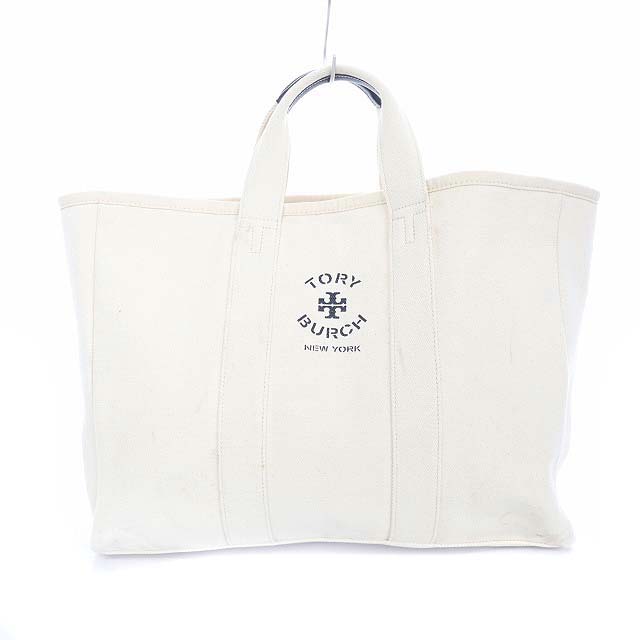 トリーバーチ TORY BURCH トートバッグ キャンバス ロゴ アイボリー 