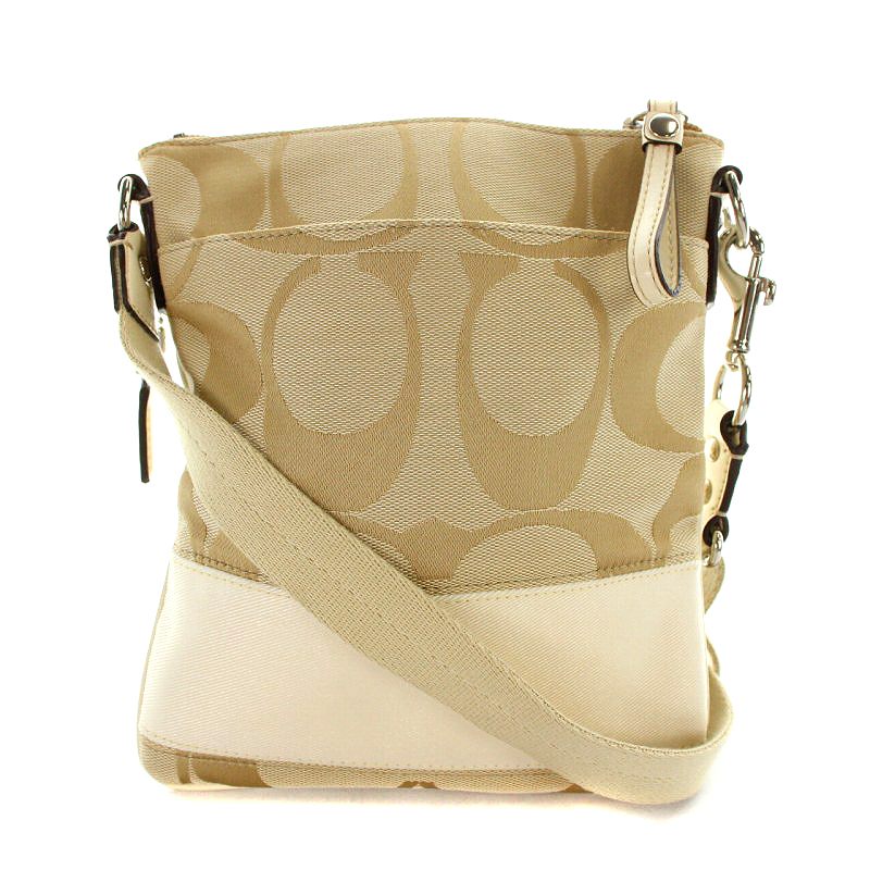コーチ COACH シグネチャー ショルダーバッグ キャンバス ベージュ 