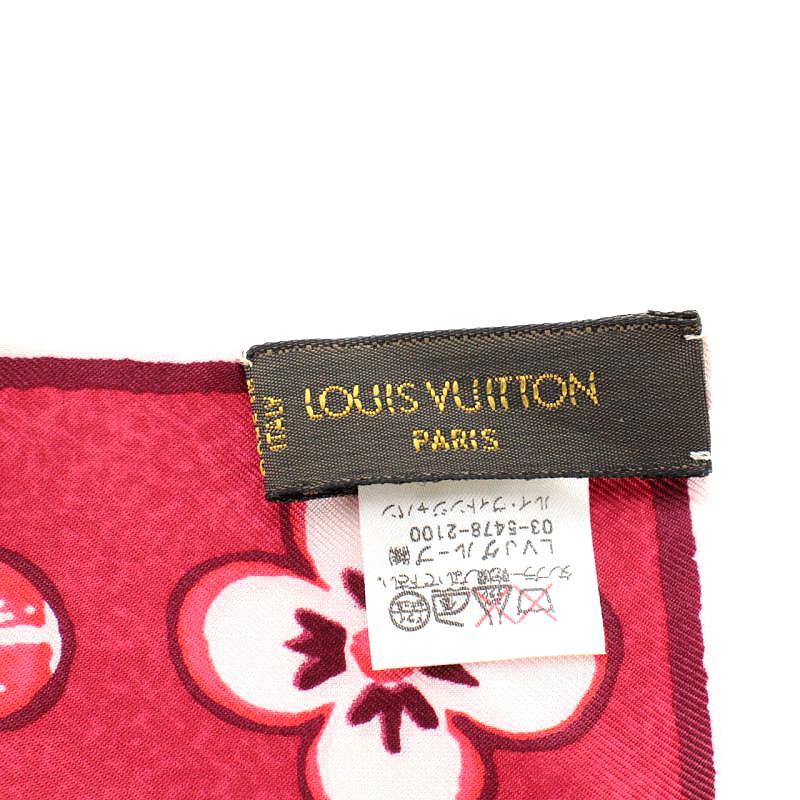 ルイヴィトン LOUIS VUITTON バンドー スカーフ シルク 絹 赤 レッド