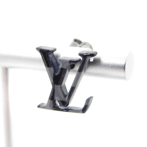 ルイヴィトン LOUIS VUITTON ブックル・ダミエLVピアス 両耳用 ロゴ 黒  