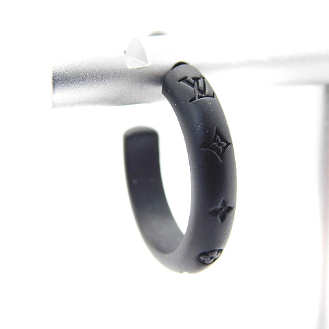 ルイヴィトン LOUIS VUITTON ブックル・ダミエLVピアス 両耳用 ロゴ 黒  