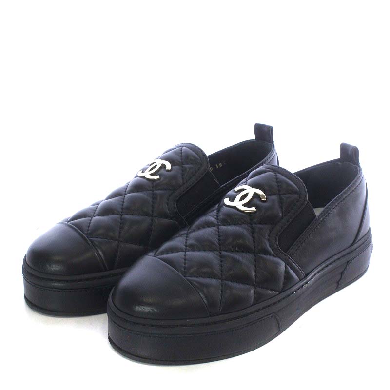 シャネル CHANEL G39180 マトラッセ ココマーク シューズ スリッポン 